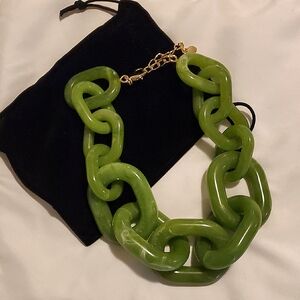Green Link Chain Statement Necklace - Women Accessories